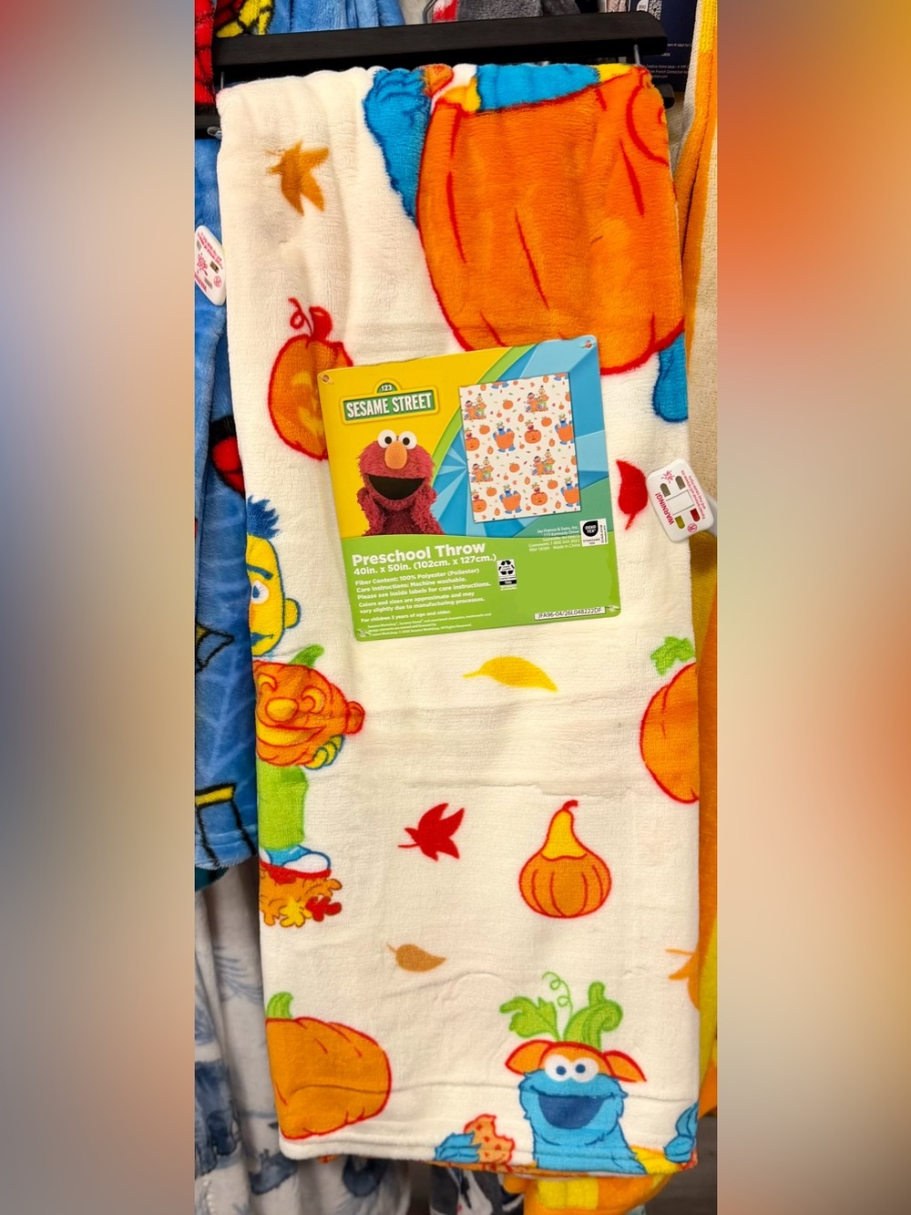 sesame street halloween plush blanket throw